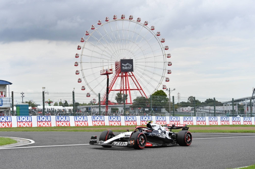 Yuki Tsunoda takes part in a practice session on Day 1 of the Japanese Grand Prix in Suzuka, Mie Prefecture, on Friday.