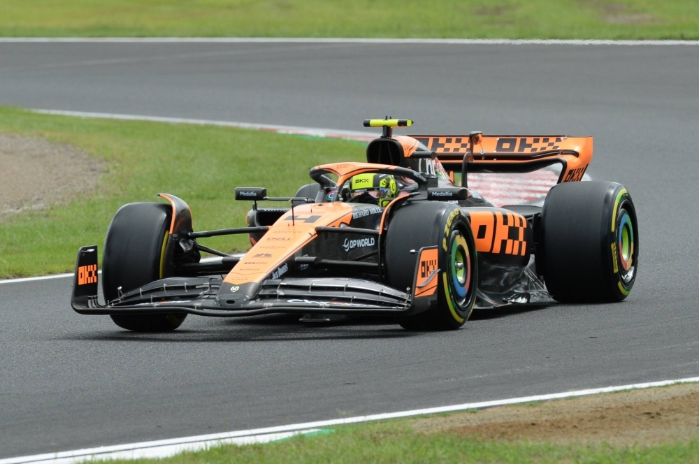 Lando Norris drives his McLaren on Friday.