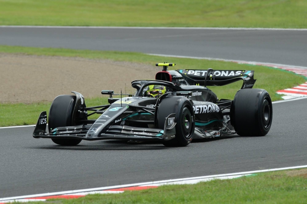 Lewis Hamilton drives in Friday's first practice session.