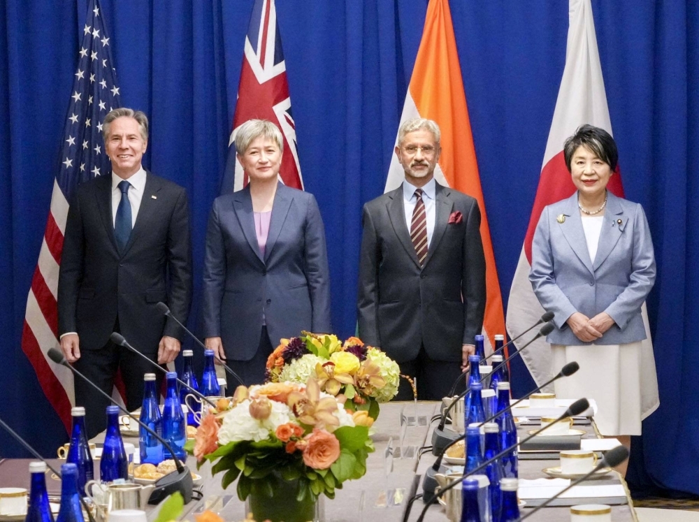 The top diplomats from "Quad nations," U.S. Secretary of State Antony Blinken, Australian Foreign Minister Penny Wong, Indian External Affairs Minister Subrahmanyam Jaishankar and Japanese Foreign Minister Yoko Kamikawa meet in New York on Friday.