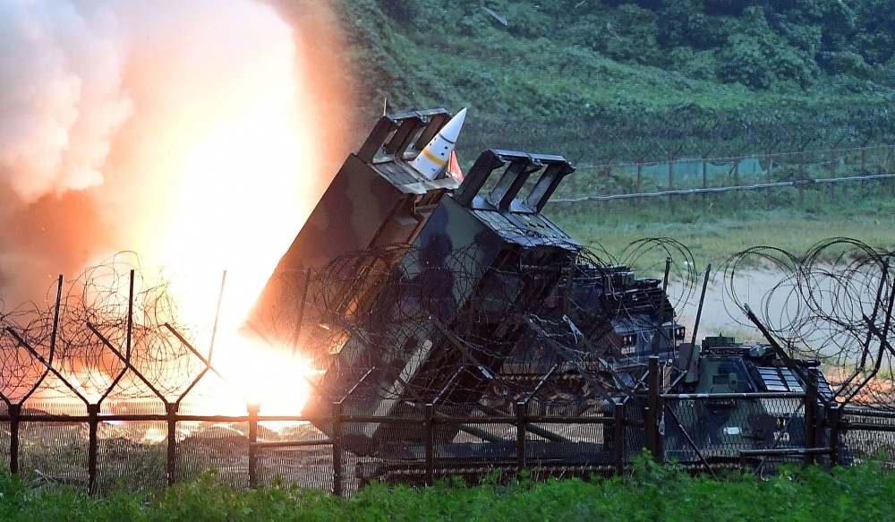An ATACMS, or the Army Tactical Missile System, is fired during joint U.S.-South Korean military exercises in July 2017.