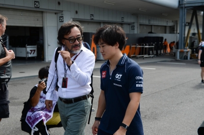 Yuki Tsunoda arrives at Suzuka Circuit on Friday ahead of the first practice sessions for the Japanese Grand Prix.