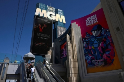 An exterior view of MGM Grand hotel and casino, after MGM Resorts shut down some computer systems due to a cyberattack earlier this month, in Las Vegas, Nevada