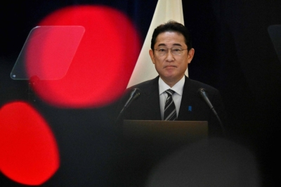 Prime Minister Fumio Kishida speaks during a news conference on the sidelines of the 78th United Nations General Assembly, at U.N. headquarters in New York on Sept. 20.