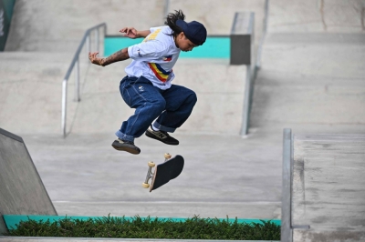 Margielyn Didal, of the Philippines, competes in the final of the women's street skateboarding event during the 2022 Asian Games in Hangzhou, China.