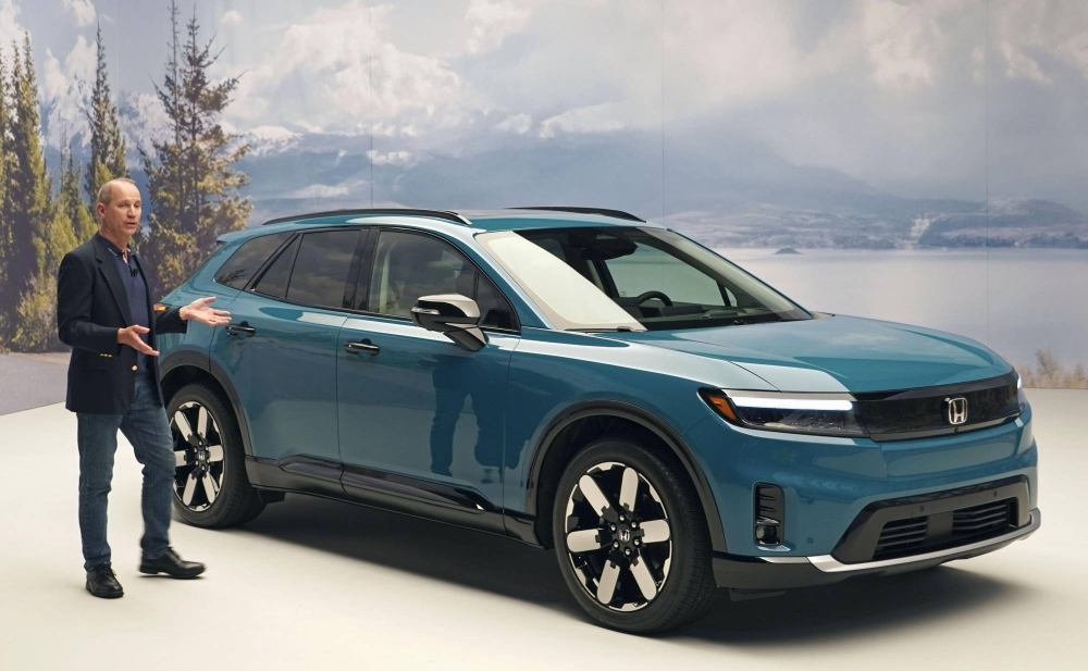 Honda's new electric vehicle Prologue is displayed in Detroit on Sept. 21.