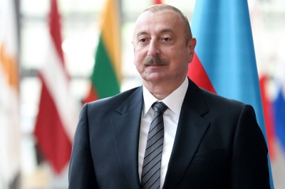Azerbaijan President Ilham Aliyev prior to a meeting in Brussels on May 14