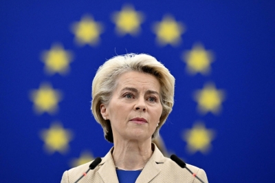 European Commission President Ursula von der Leyen at the European Parliament in Strasbourg, France, on Feb. 15.