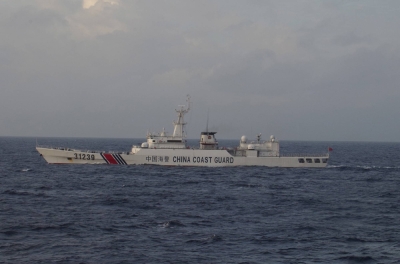 A China coast guard vessel sails in the East China Sea near the disputed Senkaku Islands in December 2015.