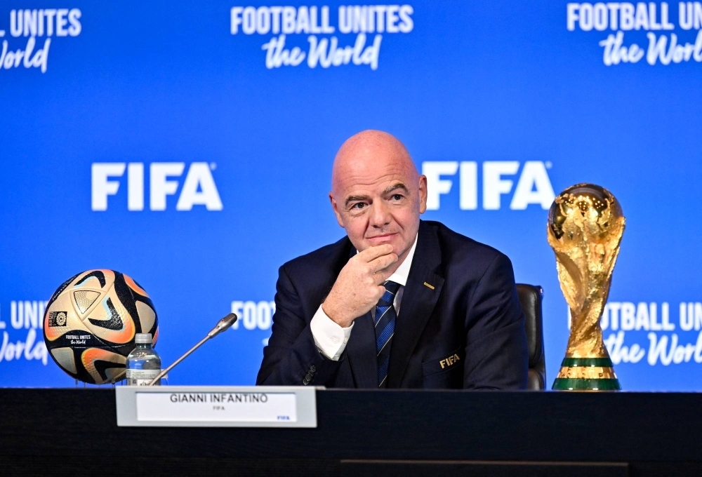 FIFA President Gianni Infantino attends a FIFA Virfual Council meeting in Zurich, Switzerland, on Wednesday. 
