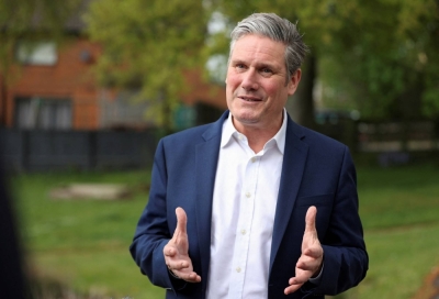 British Labour Party leader Keir Starmer speaks to reporters in Wakefield, England, in 2022. 