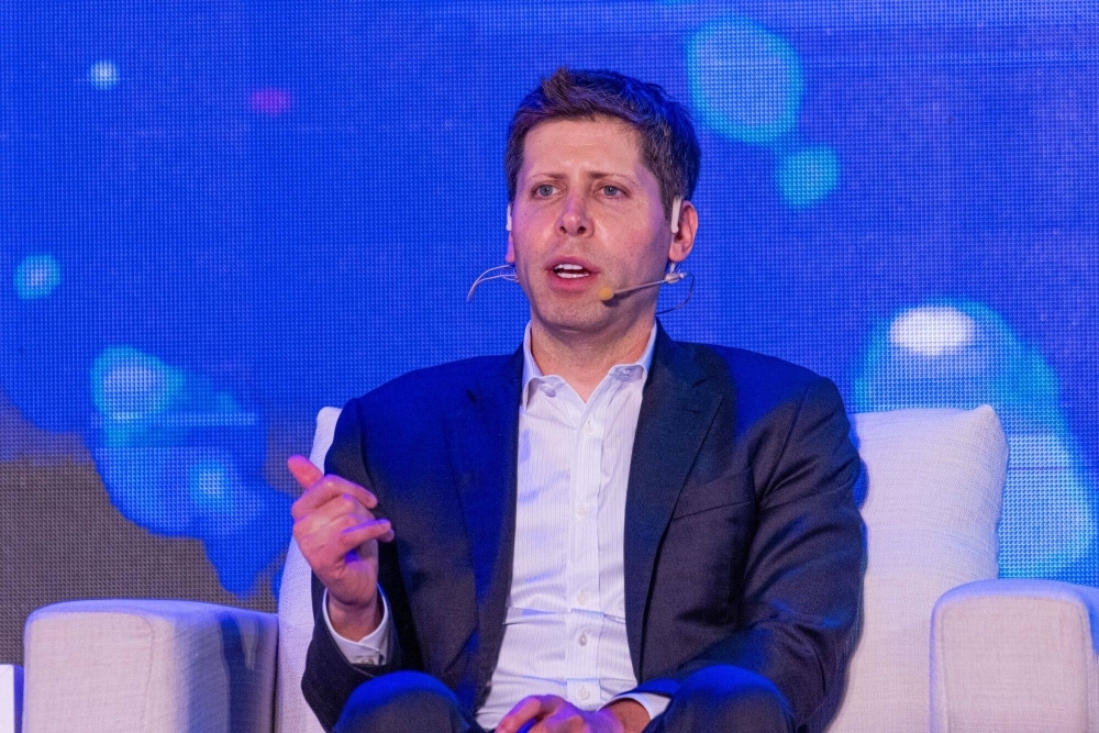 OpenAI chief executive officer Sam Altman speaks during a forum in Taipei on Sept. 25.