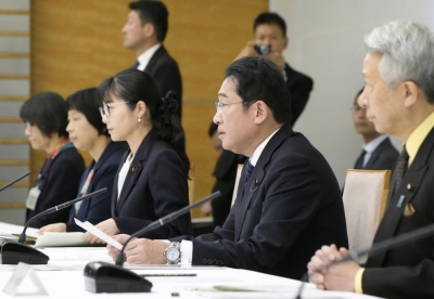 Prime Minister Fumio Kishida speaks at a government meeting to discuss measures against sexual abuse against children, on Monday.