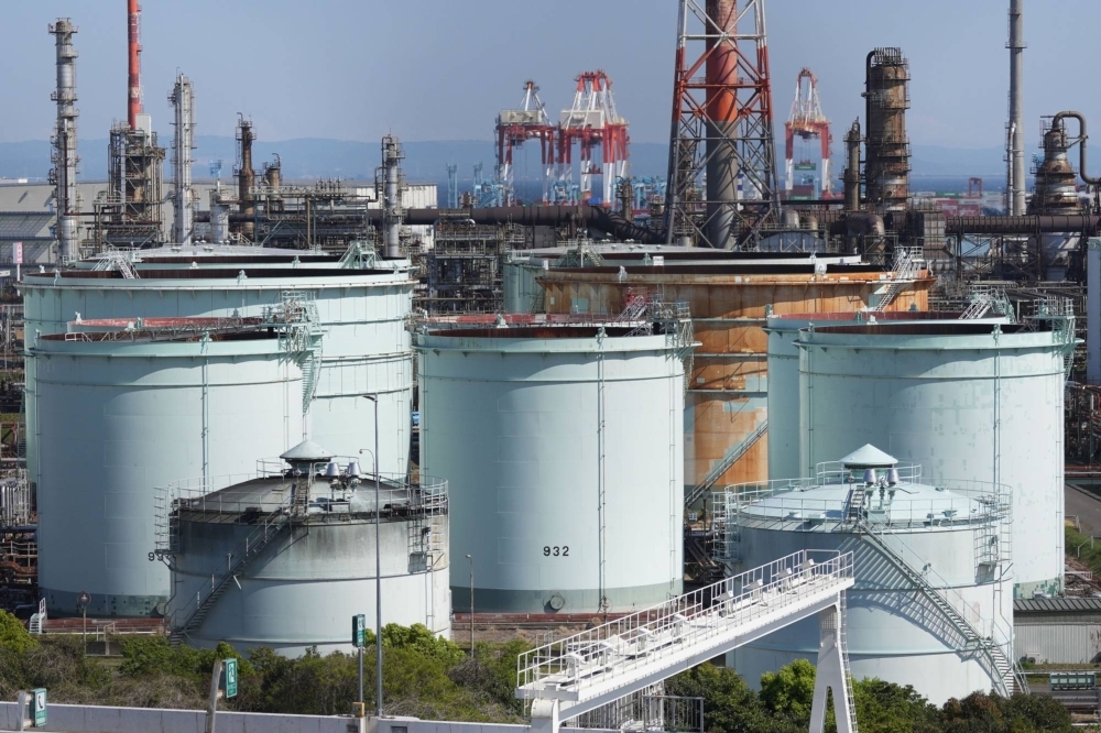 Oil storage tanks in the Keihin industrial area in Kanagawa Prefecture. Japan relies on the Middle East for over 95% of its oil.