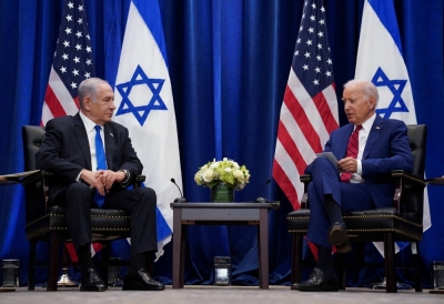 U.S. President Joe Biden holds a bilateral meeting with Israeli Prime Minister Benjamin Netanyahu on the sidelines of the 78th U.N. General Assembly in New York on Sept. 20. 