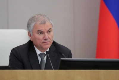 Vyacheslav Volodin, speaker of Russia's lower house of parliament, attends a plenary session in Moscow on Oct. 10.