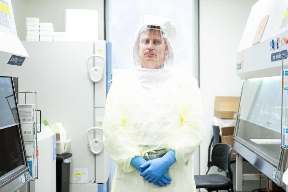 Troy Sutton, a virologist at Pennsylvania State University, on July 25, 2023. Sutton says that health officials referred to the public controversy over the lab leak theory in advising him to pursue different experiments.