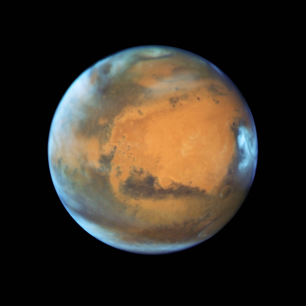 The planet Mars as captured by the NASA Hubble Space Telescope in 2016