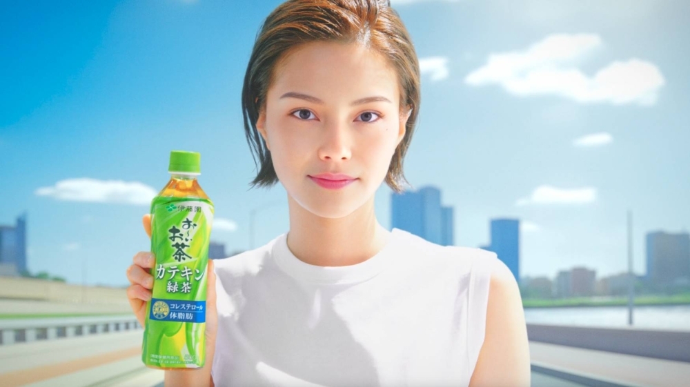 An AI-generated model is featured in Ito En's latest green tea brand commercial.