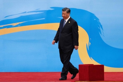 Chinese President Xi Jinping exits the podium after giving his speech during the opening ceremony of the third Belt and Road Forum for International Cooperation in Beijing on Wednesday. 