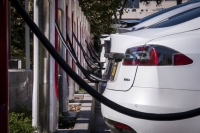 A Tesla Supercharger station in Concord, California. | Bloomberg
