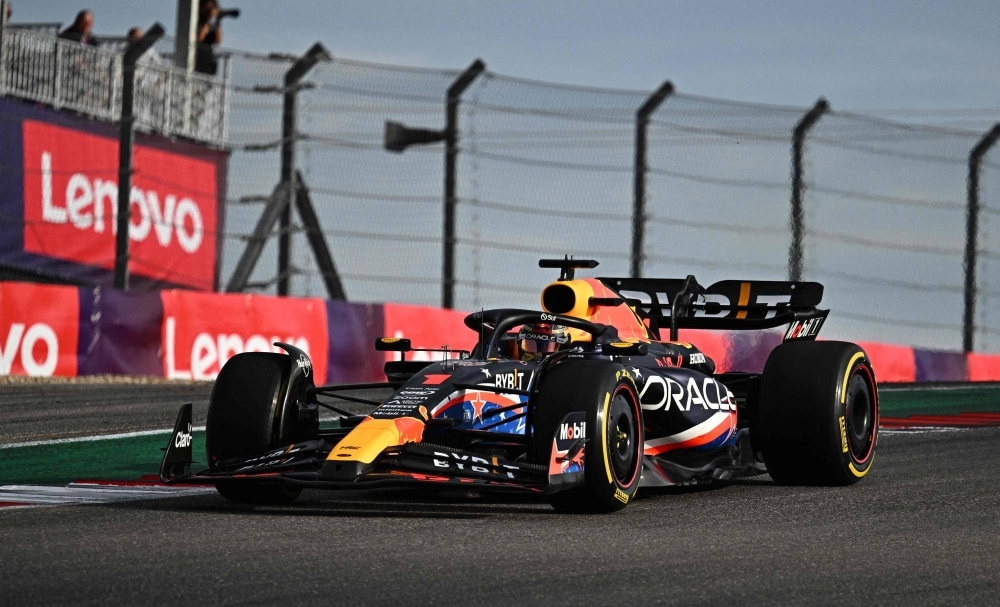 Red Bull's Max Verstappen races in the U.S. Grand Prix sprint at the Circuit of the Americas in Austin, Texas, on Saturday.