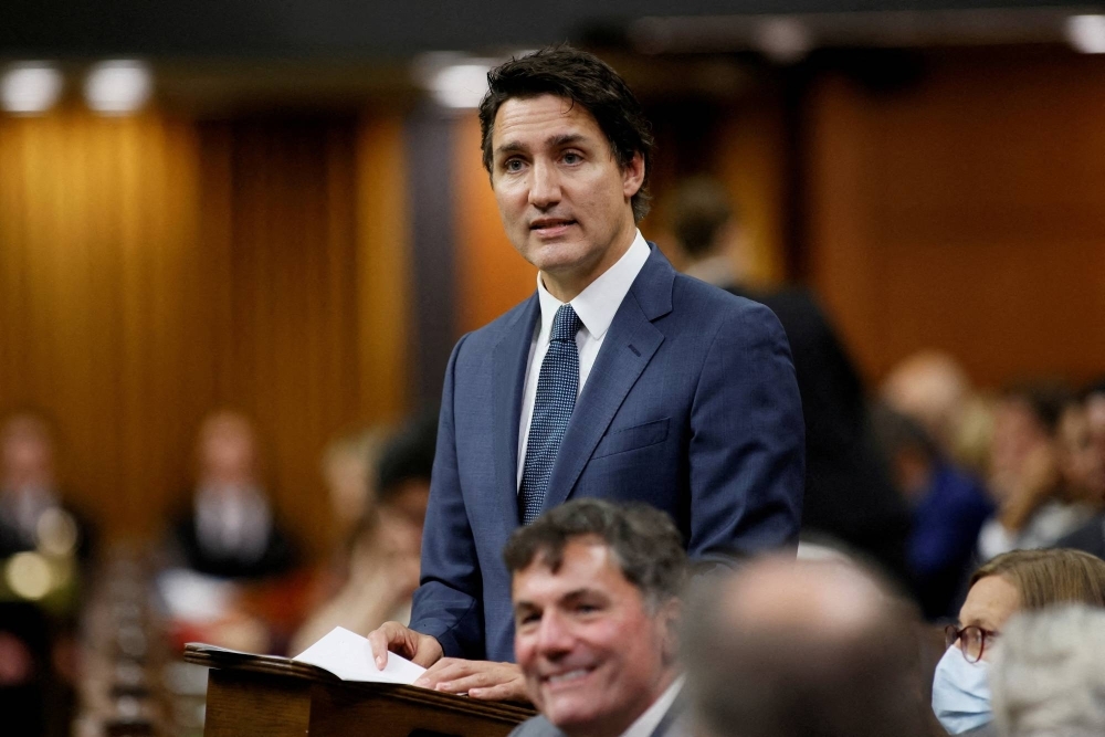 Canadian Prime Minister Justin Trudeau in the House of Commons in Ottawa on Oct. 3