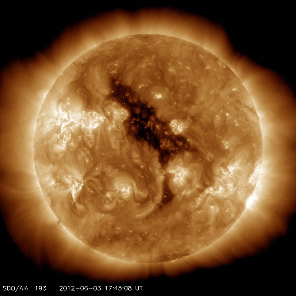 A coronal hole on the sun on June 3, 2012