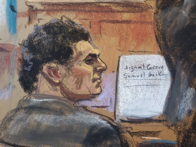 FTX founder Sam Bankman-Fried faces fraud charges over the collapse of the bankrupt cryptocurrency exchange, at federal court in New York City on Thursday, in this courtroom sketch.