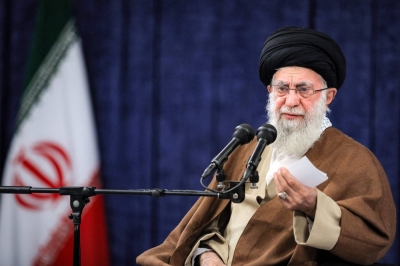 Iranian Supreme Leader Ayatollah Ali Khamenei  speaks before an audience in Tehran on Wednesday. 