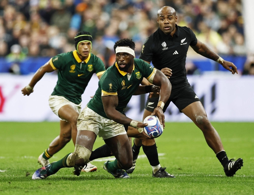 South Africa's Siya Kolisi in action during the Rugby World Cup final against New Zealand on Saturday in Saint-Denis, France 