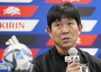 The 55-year-old Hajime Moriyasu became the first manager to retain the top Japan job following a World Cup since their tournament debut in 1998 in France. | Kyodo 