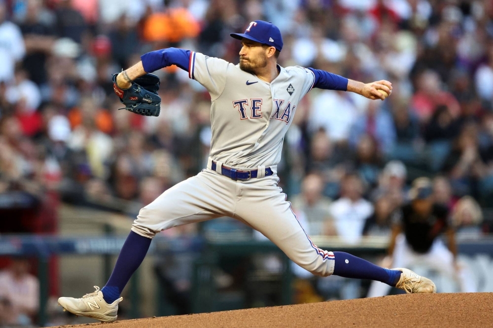 Texas Rangers starting pitcher Andrew Heaney during the first inning of Game 4 of the World Series on Tuesday in Phoenix. 
