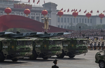 Chinese rocket launchers are seen during a parade to celebrate the anniversary of the founding of the People's Republic of China, at Tiananmen Square in Beijing, in 2019.