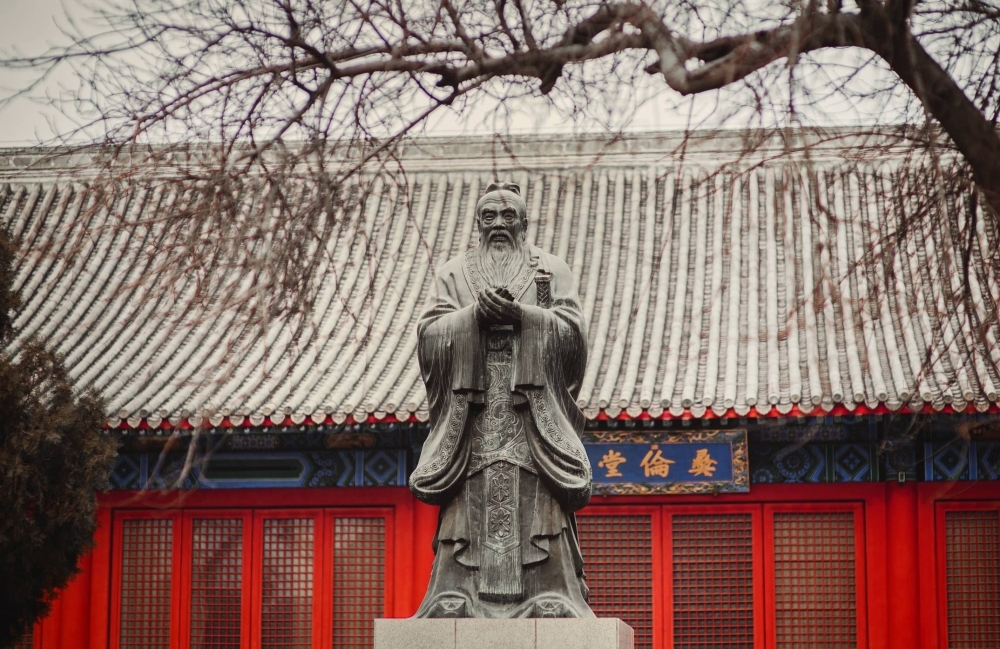 A sculpture of Confucius at the Temple of Confucius in Beijing. A new report has found that almost all of the China-funded Confucius Institutes in the U.S. have closed, showing how far ties between Beijing and Washington have soured.