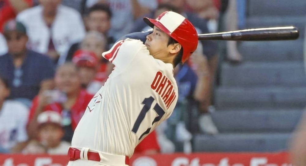 Shohei Ohtani hit 44 home runs this year, making him the first Japanese player to lead one of MLB's two leagues in homers.