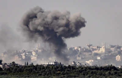 The Gaza Strip is hit with an Israeli bombardment amid ongoing battles between the Israeli military and Palestinian Hamas militants on Friday.