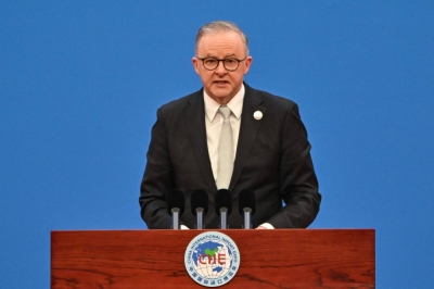 Australian Prime Minister Anthony Albanese speaks during the opening ceremony of the China International Import Expo (CIIE) in Shanghai on Saturday.