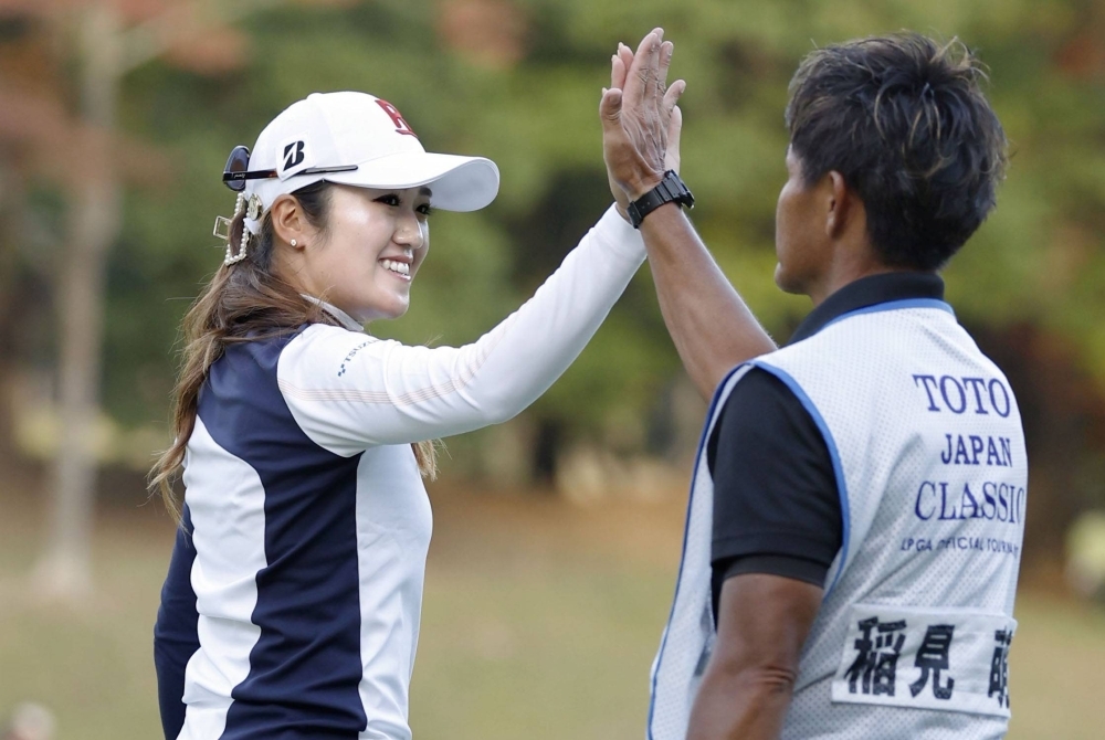 Tokyo Olympics silver medalist Mone Inami (left) won the LPGA Japan Classic on Sunday after overnight co-leader Nasa Hataoka fell apart in the final round.

