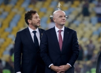 FIFA president Gianni Infantino (right) after the Copa Libertadores final in Rio de Janeiro on Saturday.  | Reuters