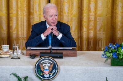U.S. President Joe Biden attends an event at the White House in Washington on Friday.