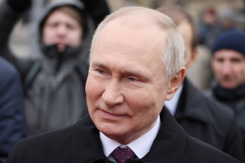 Russian President Vladimir Putin marking Russia's Day of National Unity in Red Square in central Moscow, on Saturday.
