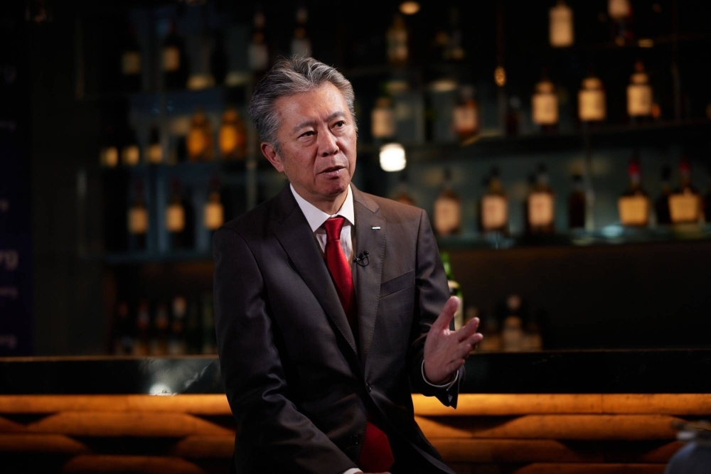Nobuhiro Torii, president of Suntory Spirits, speaks during an interview in Tokyo on Oct. 27.