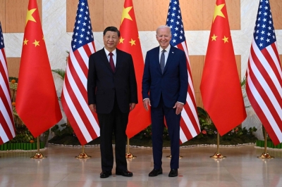 U.S. President Joe Biden and Chinese President Xi Jinping at the Group of 20 Summit in 2022 in Bali, Indonesia 