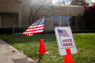 Voting signs outside a polling location in the city of Toledo in Ohio on Tuesday