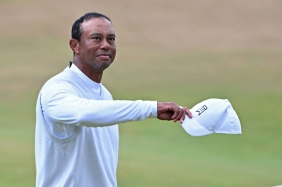 Tiger Woods competes at the British Open in July 2022. 