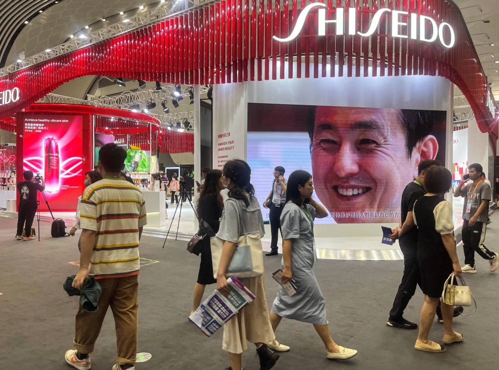 A Shiseido booth at the third China International Consumer Products Expo, in Haikou, Hainan province, in April