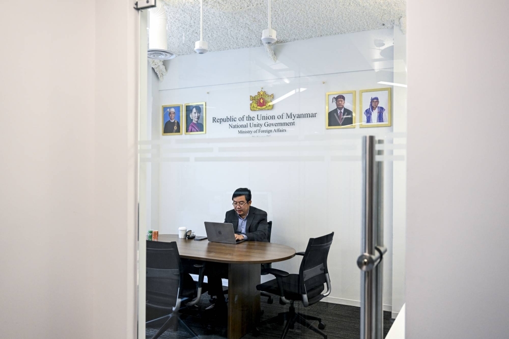 U Moe Zaw Oo, the deputy foreign minister of the National Unity Government of Myanmar, a shadow government seeking recognition as the legitimate leadership of the country, at the group’s headquarters in Washington on July 17