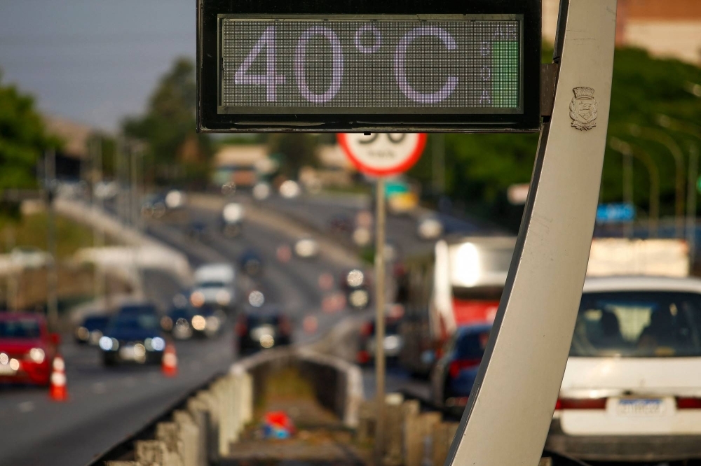 A street thermometer marks 40 degrees Celsius in Sao Paulo, Brazil on Tuesday. 