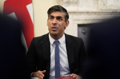 British Prime Minister Rishi Sunak speaks as he holds a Cabinet meeting at 10 Downing Street in London on Tuesday.